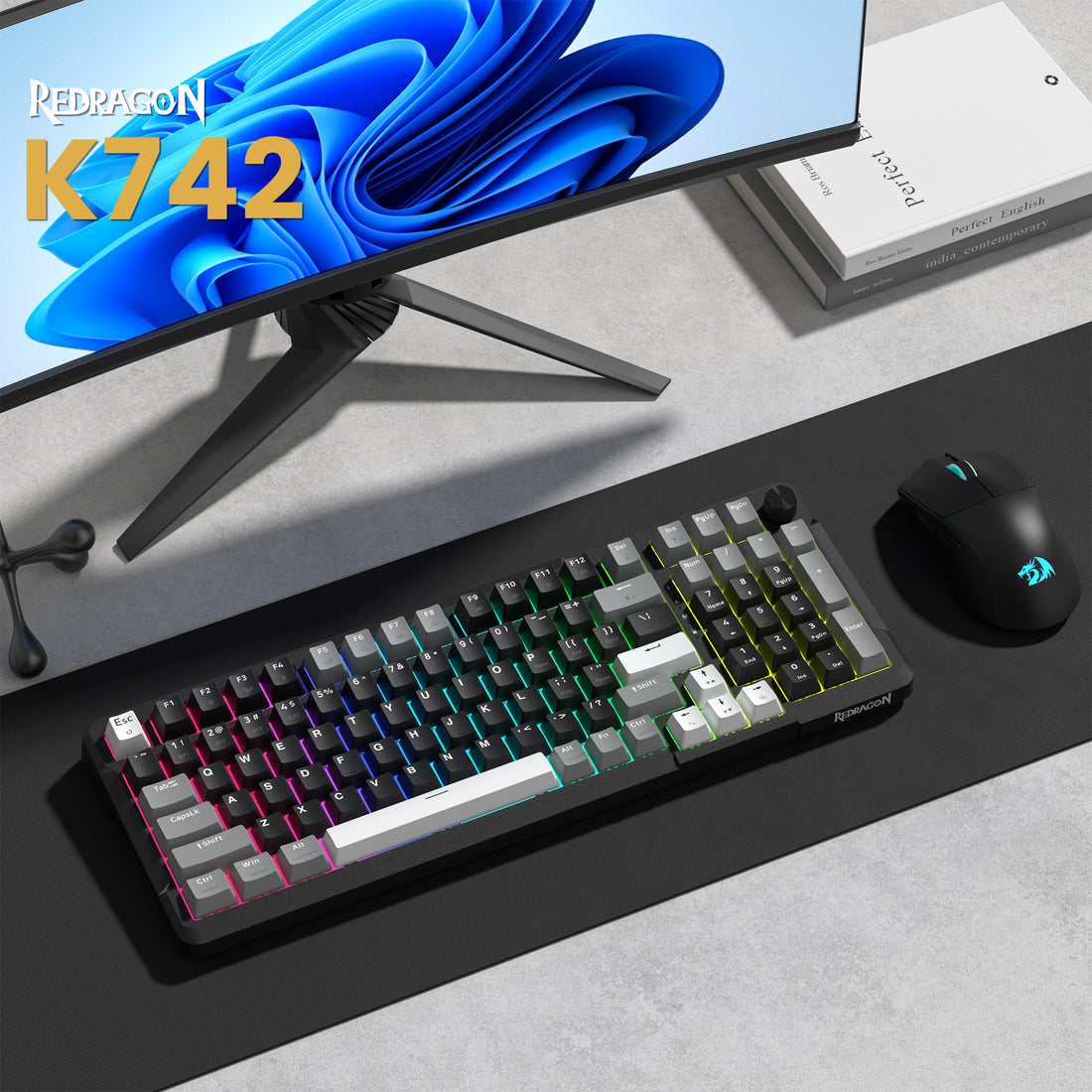 Redragon K742 98% Wireless QMK/VIA Support Mechanical Keyboard（4 Colors）