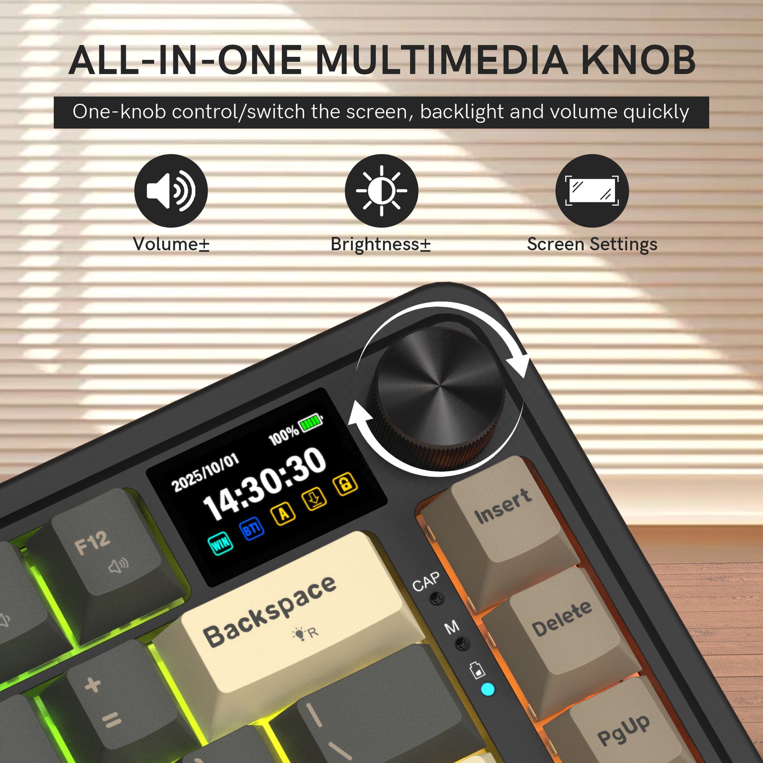 Redragon K751 75% Wireless Mechanical Gaming Keyboard For PC/Mac With Screen And Knob