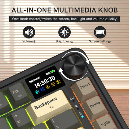 Redragon K751 75% Wireless Mechanical Gaming Keyboard For PC/Mac With Screen And Knob