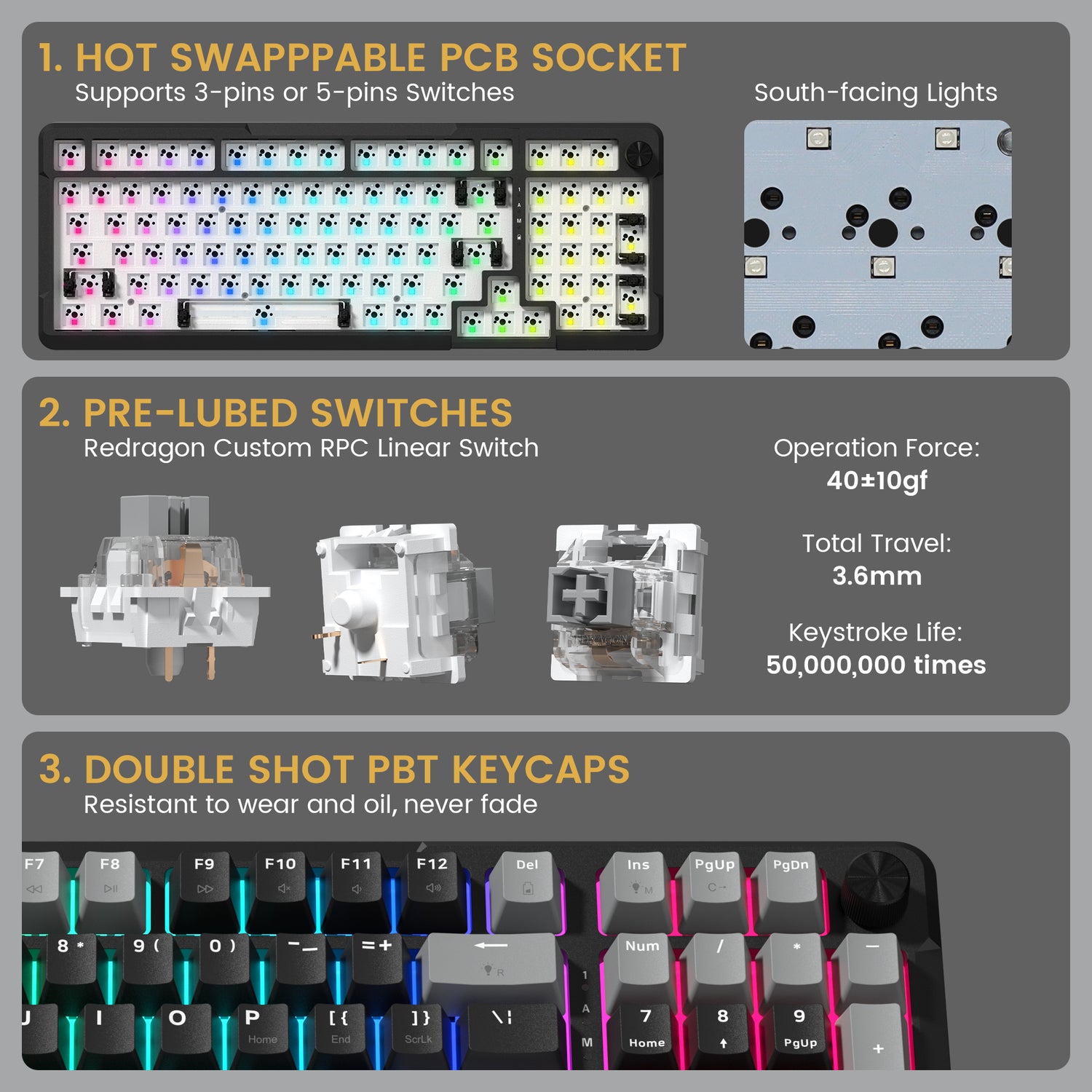 Redragon K742 98% Wireless QMK/VIA Support Mechanical Keyboard（4 Colors）