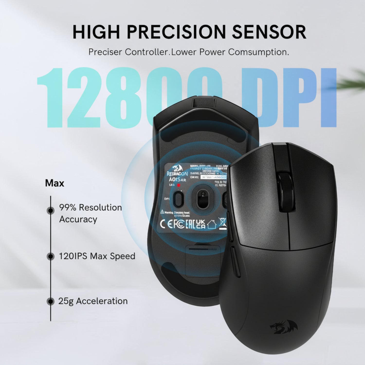 Redragon M821 Tri-Mode Wireless Gaming Mouse With Programmable Buttons