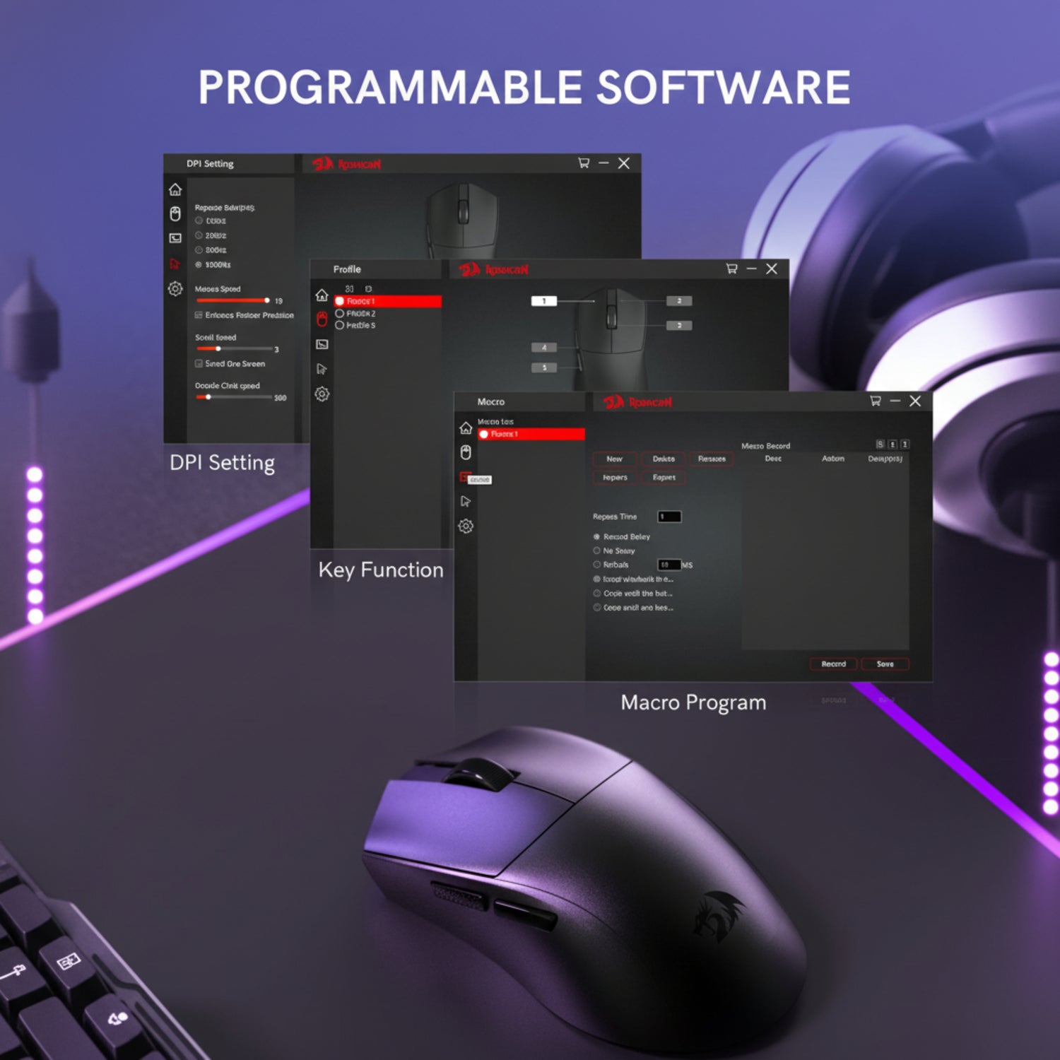 Redragon M821 Tri-Mode Wireless Gaming Mouse With Programmable Buttons