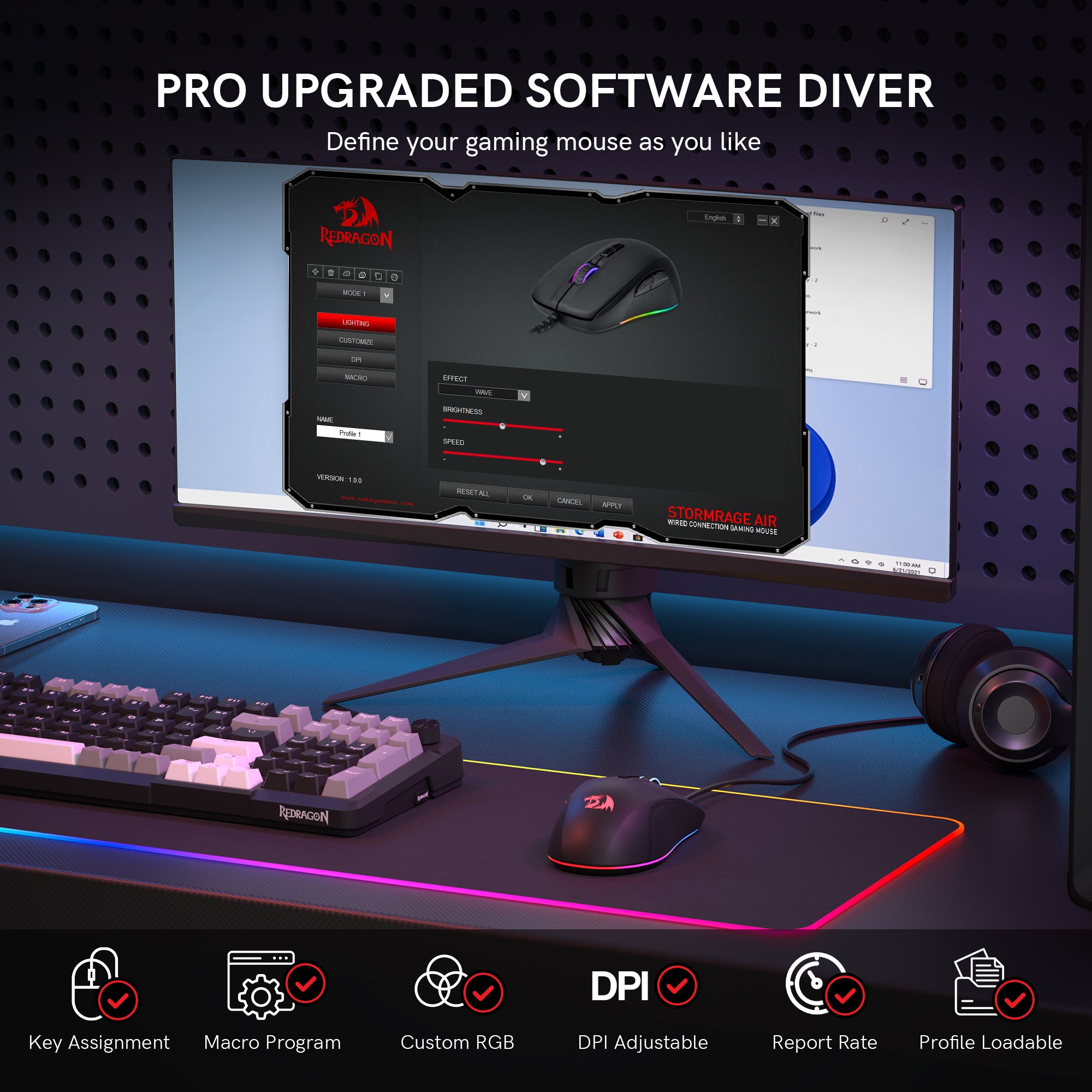 Redragon M718 Wired Gaming Mouse With RGB Backlits